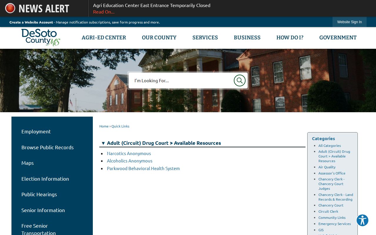 DeSoto County court route for inmate release records