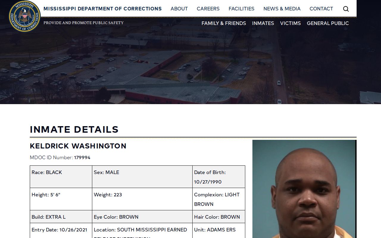 DeSoto County release date lookup showing MDOC Tentative Release Date
